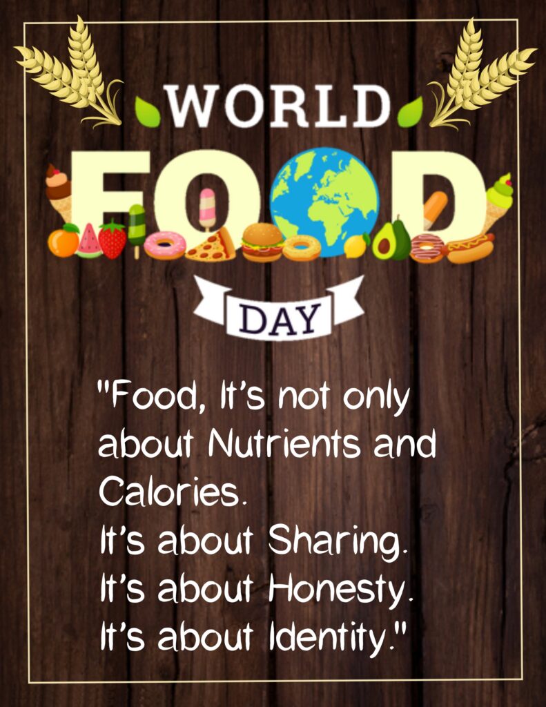 Food day message on Wooden planks, World food day | Quotes about Food.