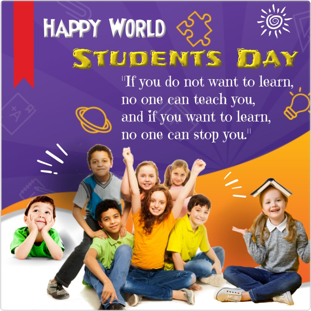 Group of students sitting, World Students Day | Abdul Kalam Quotes.