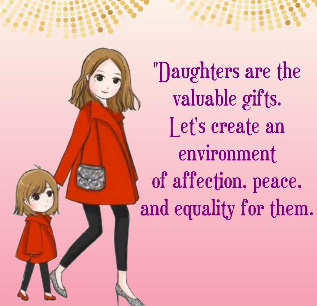Mother holding daughters hand, Girl child day quotes.