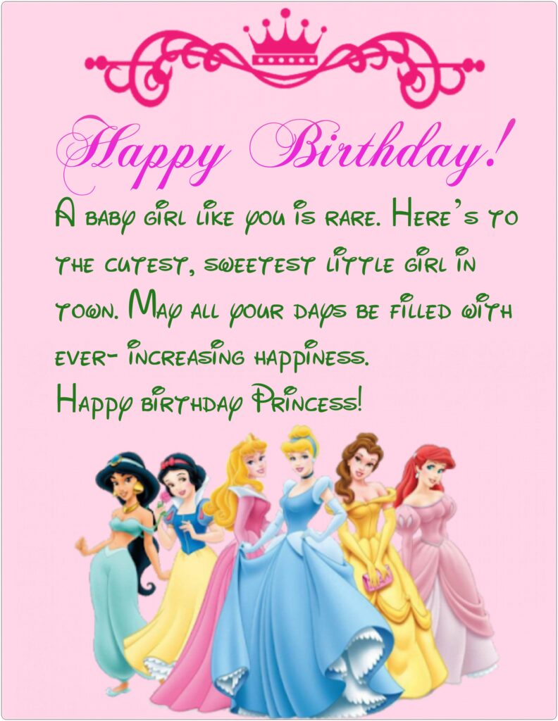 Six princess image with crown, Birthday wishes for kids with Special Needs, Autistic, Down Syndrome Child.