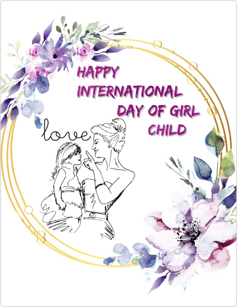 Sketch of mother and daughter, Girl child day quotes.