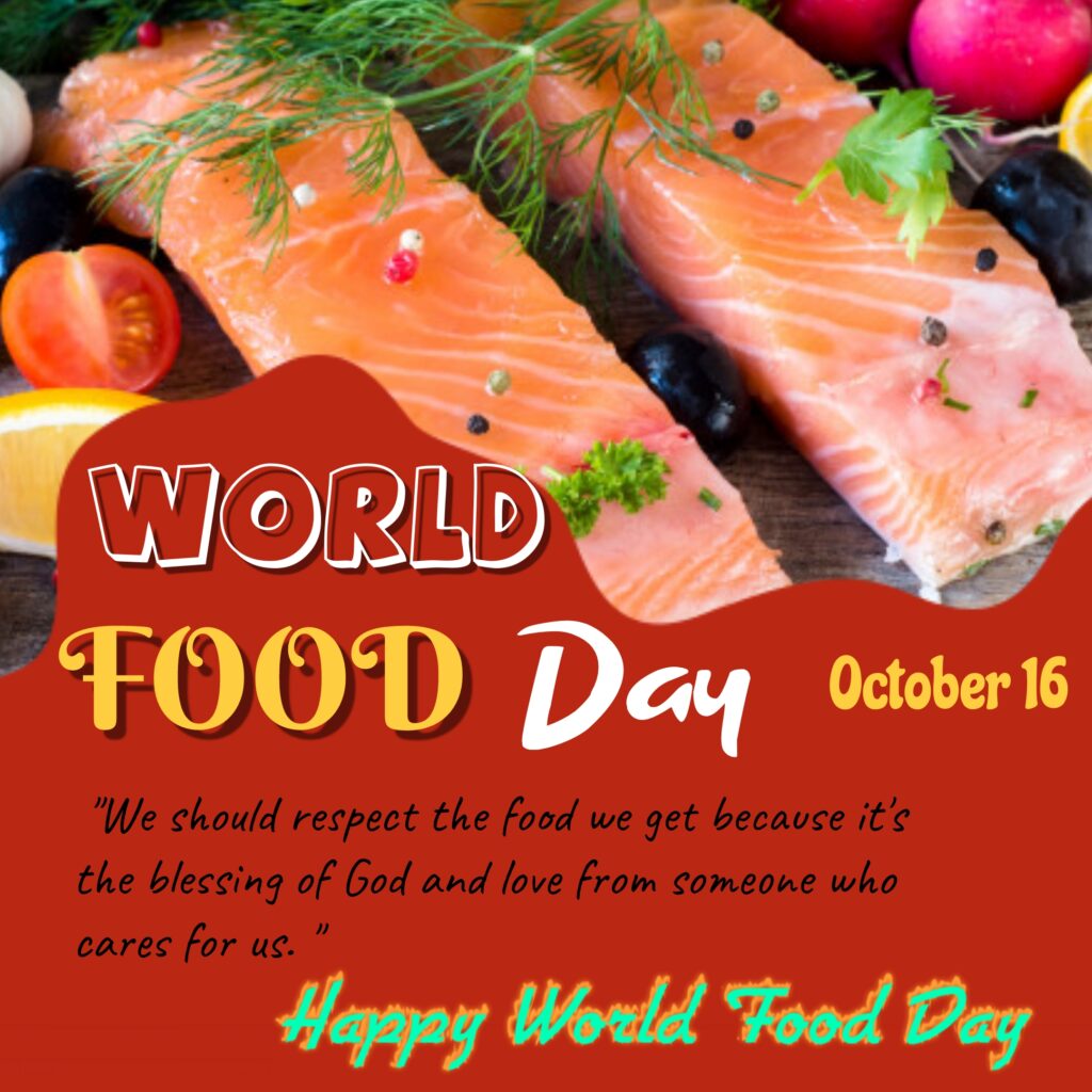 Sliced fish pieces with vegetables on table, World food day | Quotes about Food.