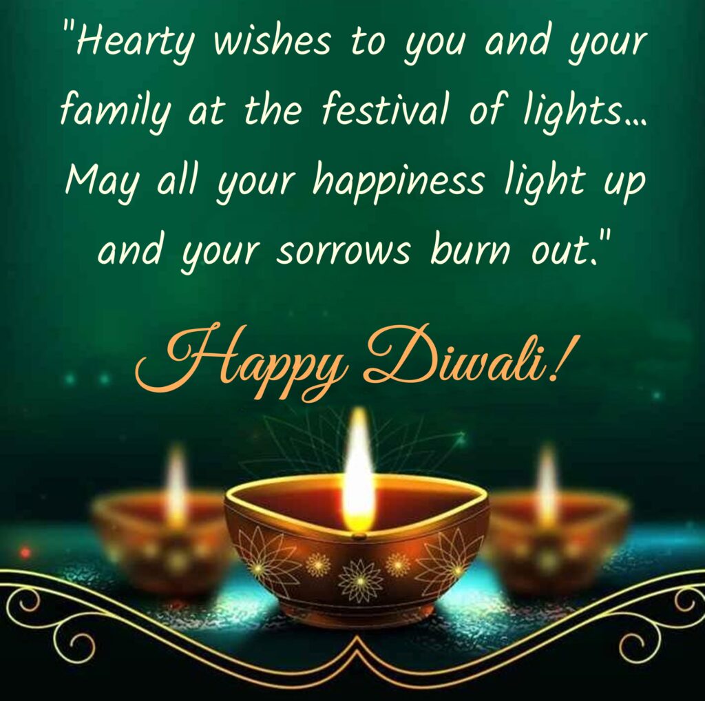 Three copper colour lamp, Happy Diwali | Diwali Wishes.