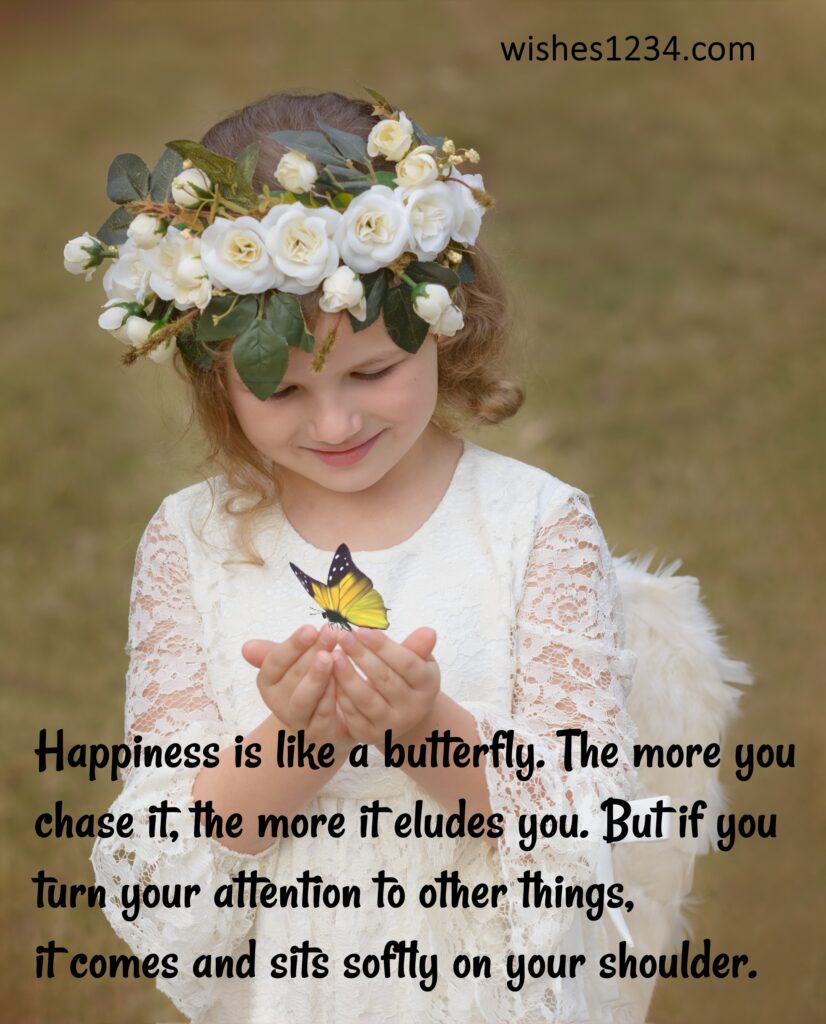 Girl with flower crown and butterfly, Life Quotes | Famous Quotes about Life.