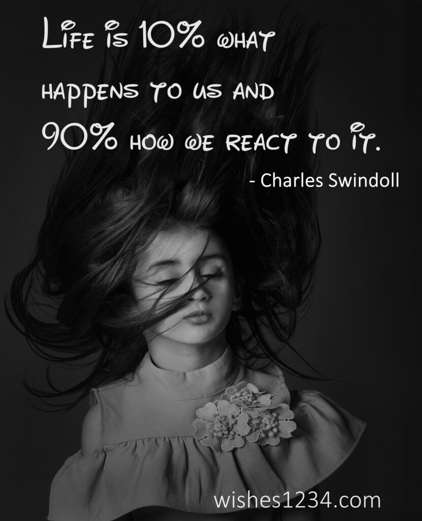 Portrait of girl with hairs flying upside, Life Quotes | Famous Quotes about Life.