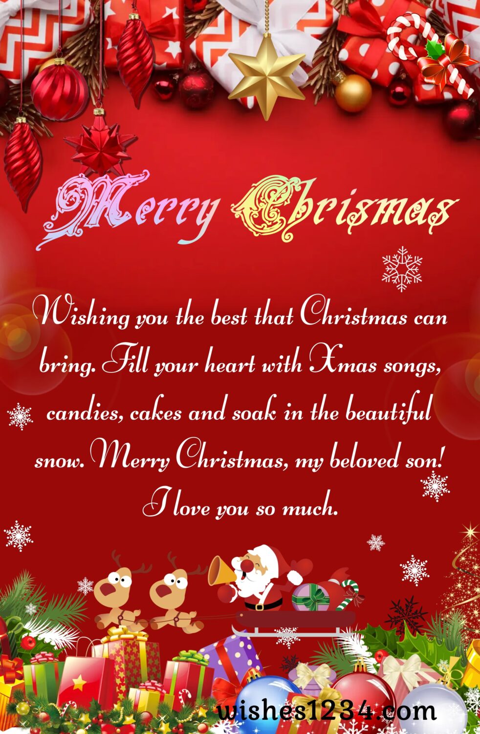 Christmas greetings for son, Merry Christmas Quotes & short wishes.