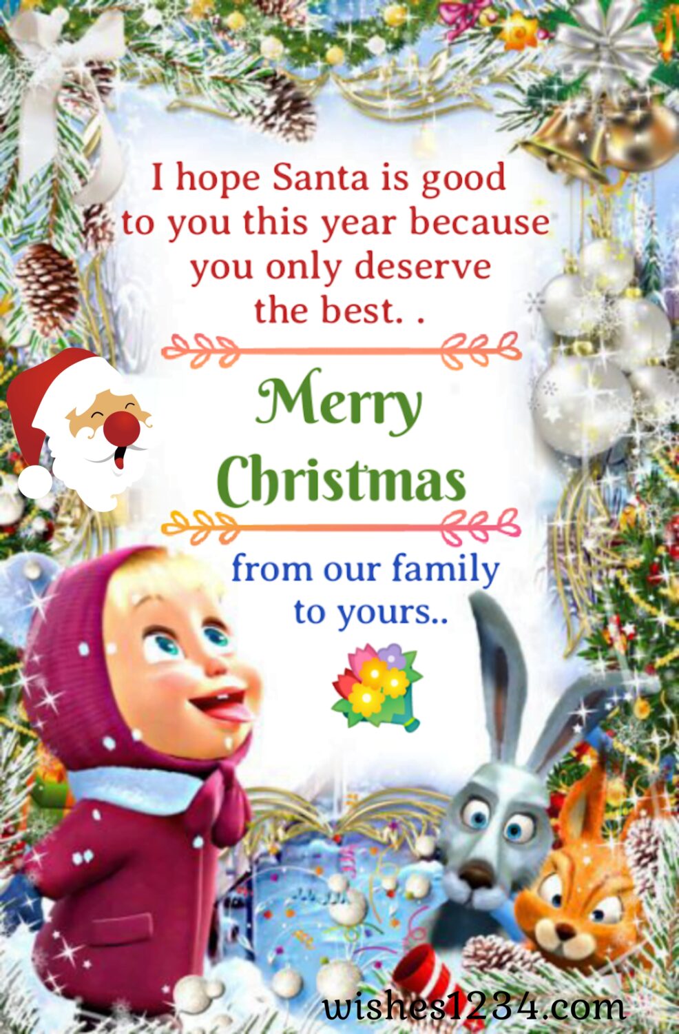 Christmas wishes by Masha and bunny, Merry Christmas Quotes & short wishes.