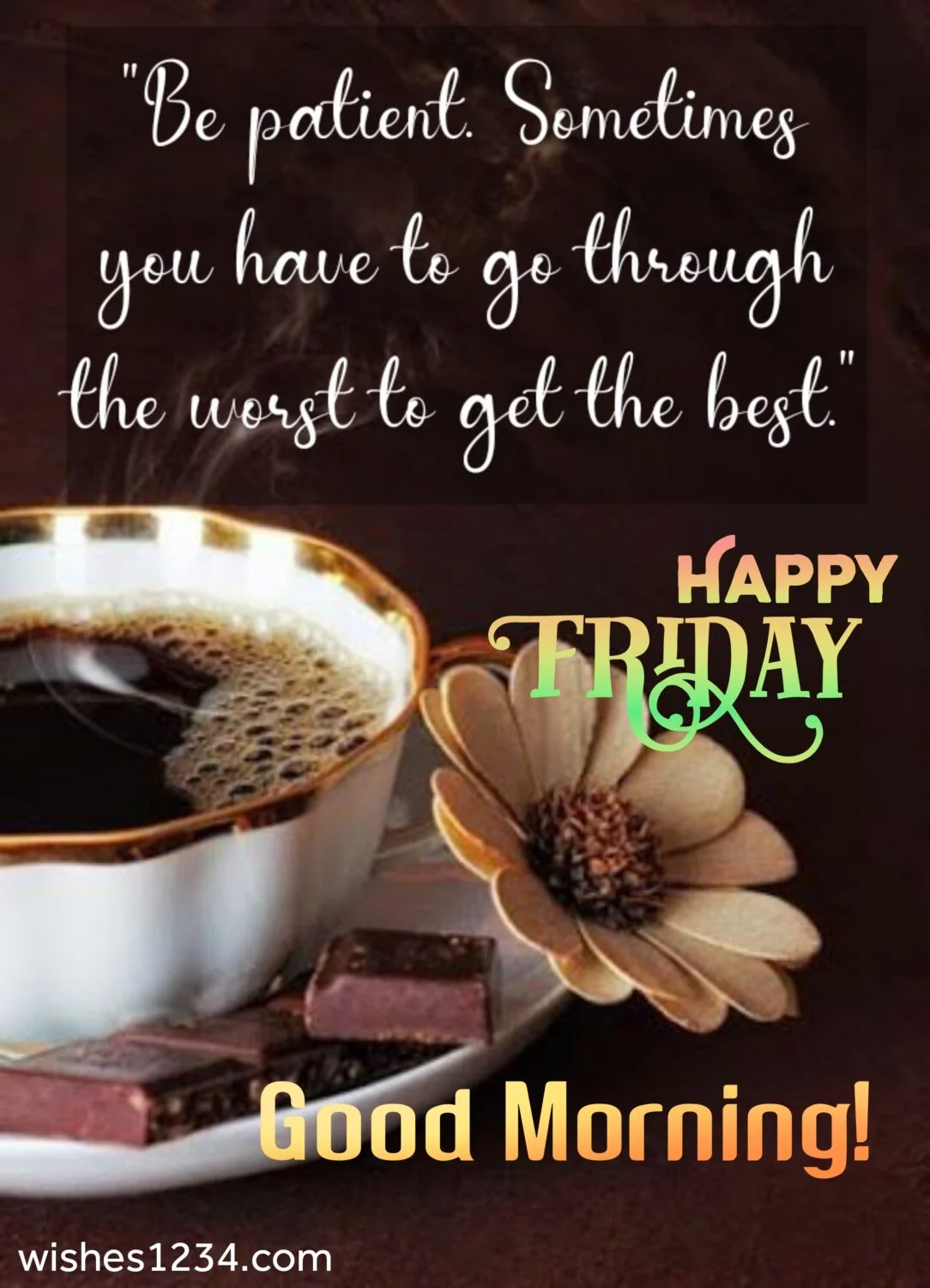 Black coffee with dahlia flower, Quotes about Friday | Friday blessings.