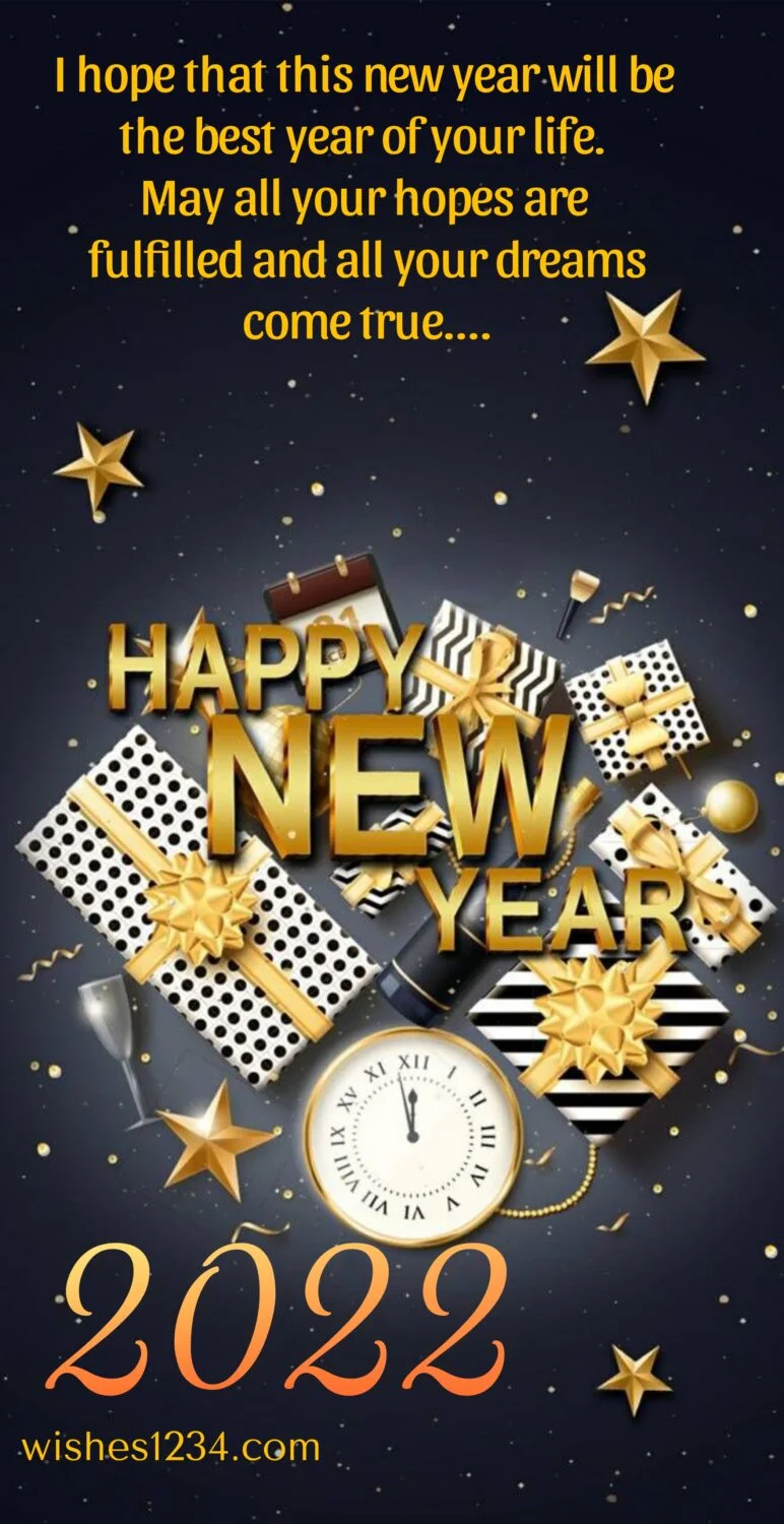 Gifts,watch,calendar background, happy new year wishes|happy new year quotes 2022