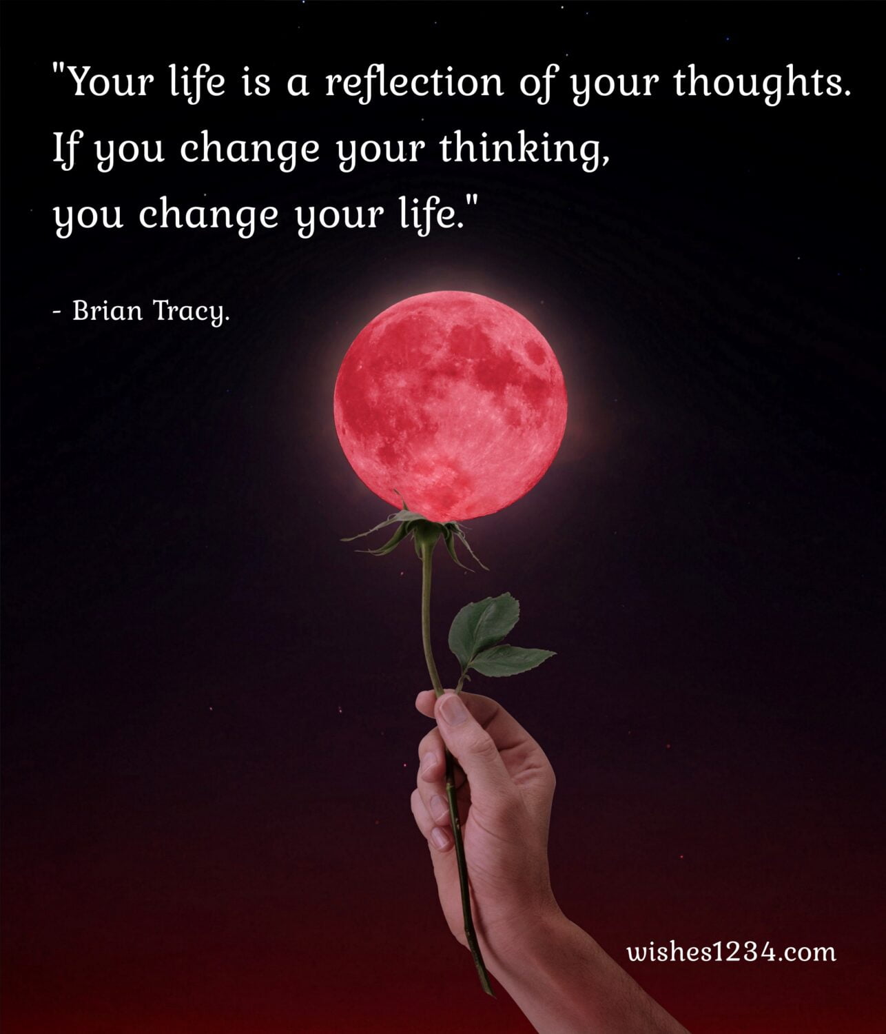 Red moon with rose stick, Super motivational quotes | Unique quotes on life.