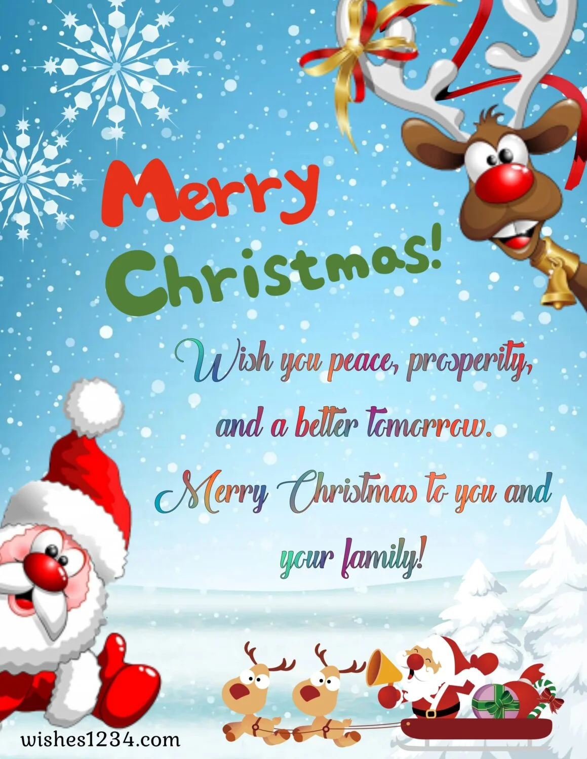 Santa with sledge, Merry Christmas Quotes & short wishes.