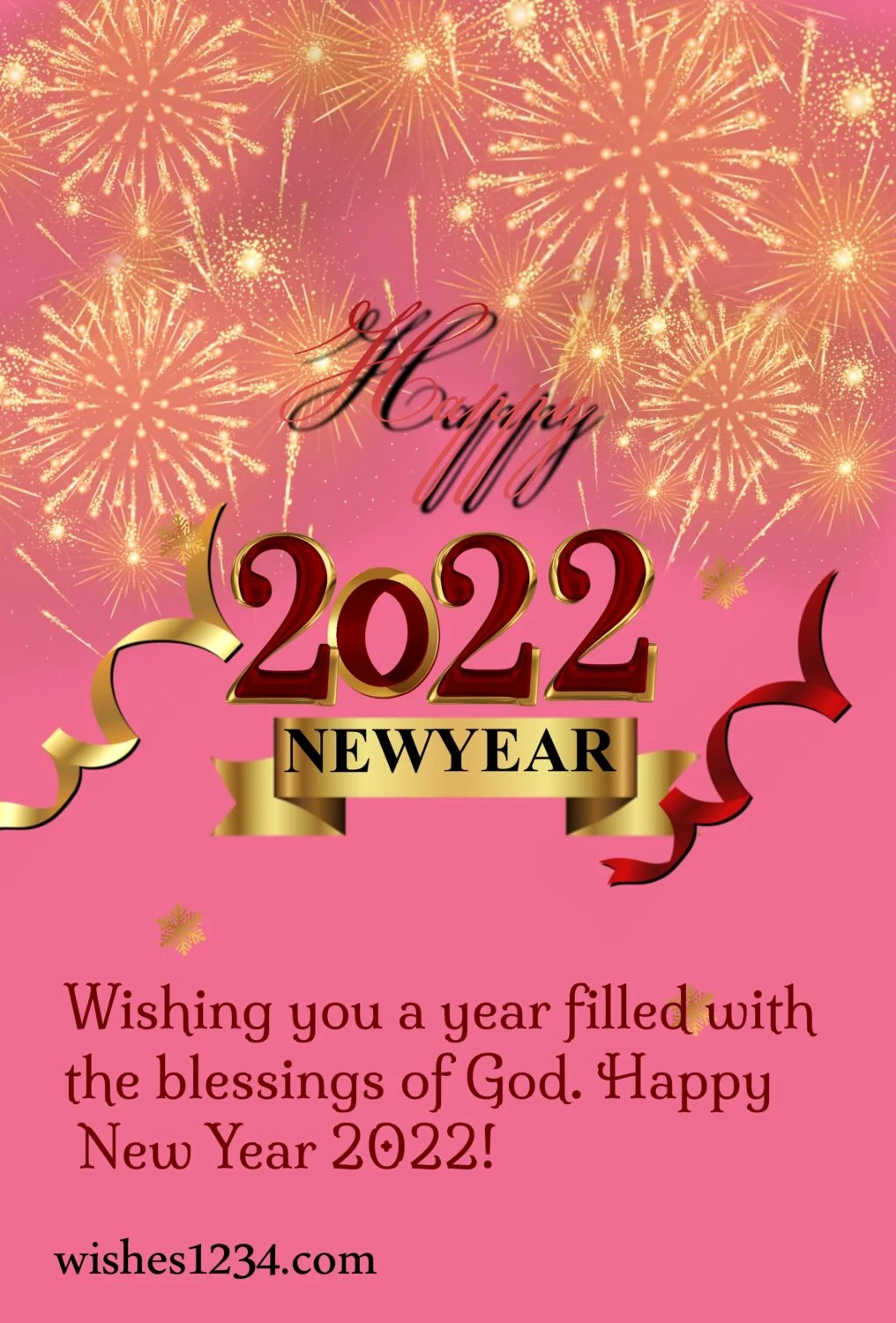 Pink background with fir work, Happy new year wishes | Happy new year quotes