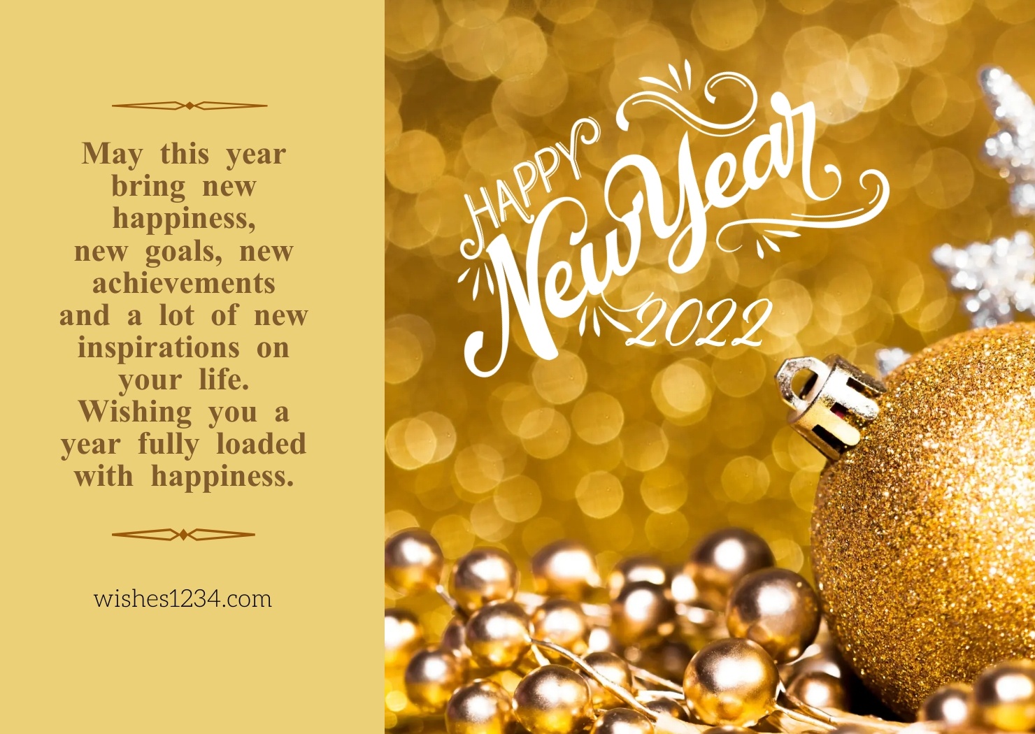 Background with golden Decorating balls, Happy new year wishes | Happy new year quotes