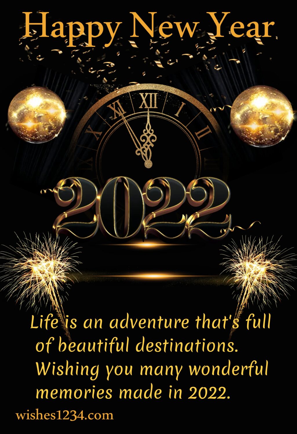 Black background with clock, Happy new year wishes | Happy new year quotes