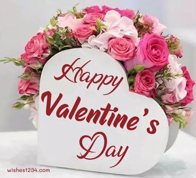 Flower bouquet with greeting card, Valentine's Day | Valentine quotes.