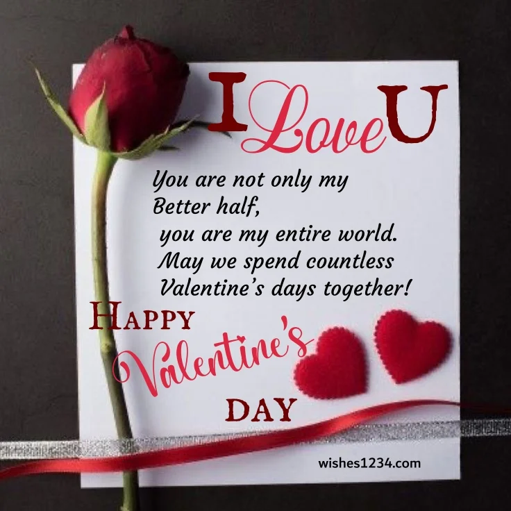 Valentine's day greeting card with rose flower, Valentine's Day | Valentine quotes.