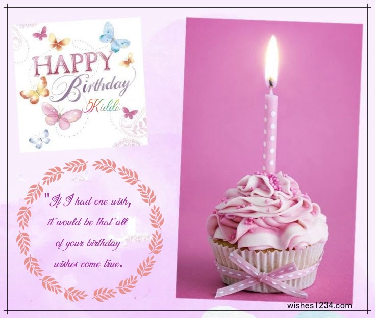 Greeting card with cupcake image, Kids birthday | Happy Birthday wishes for kids.