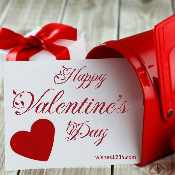 Valentine greeting in red box, Valentine's Day | Valentine quotes.