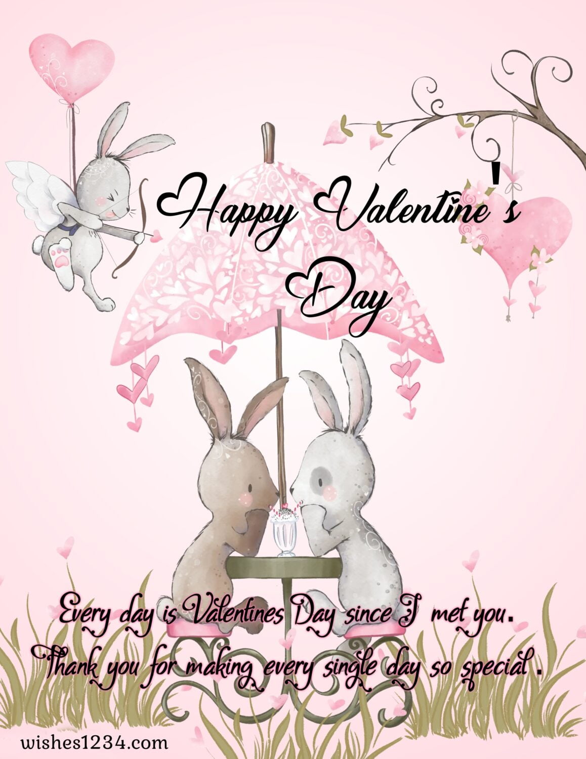 Bunny couple sitting at coffee table, Valentine's Day | Valentine quotes.