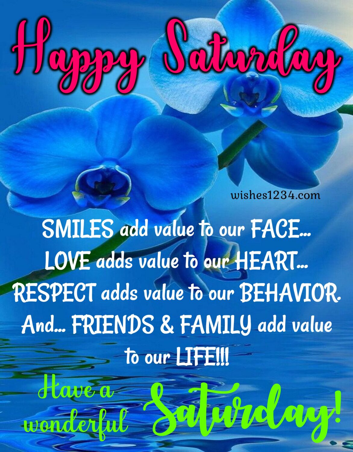Happy Saturday quotes with blue orchid, Happy Saturday quotes and blessings images.