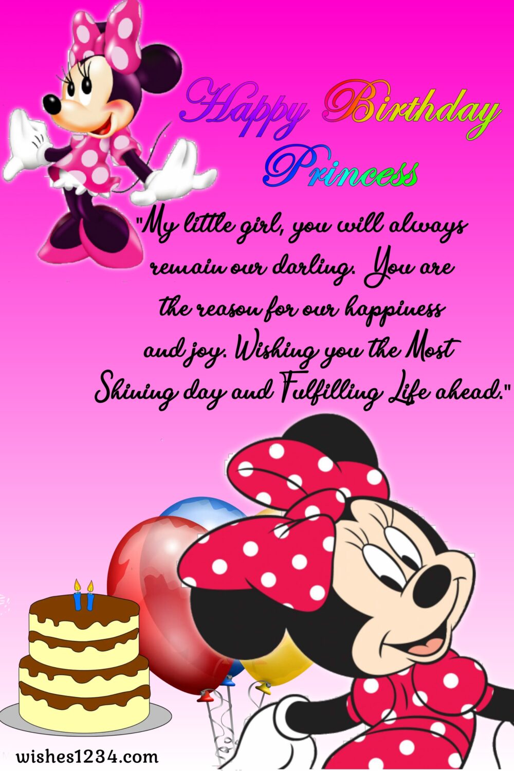 Minnie Mouse with birthday Cake, Kids birthday | Happy Birthday wishes for kids.