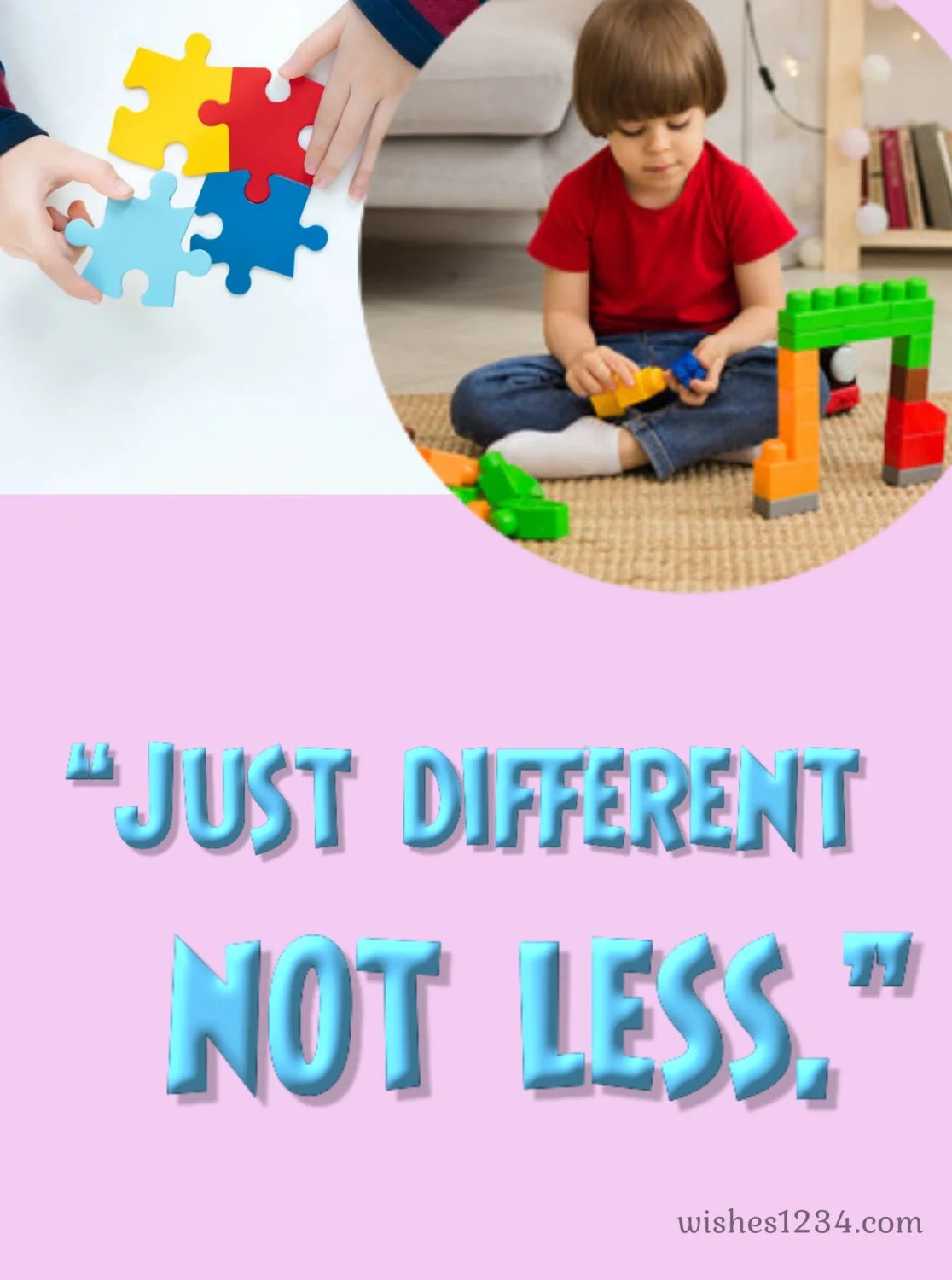 Autistic kid with jig saw puzzle, Autism Awareness Day.
