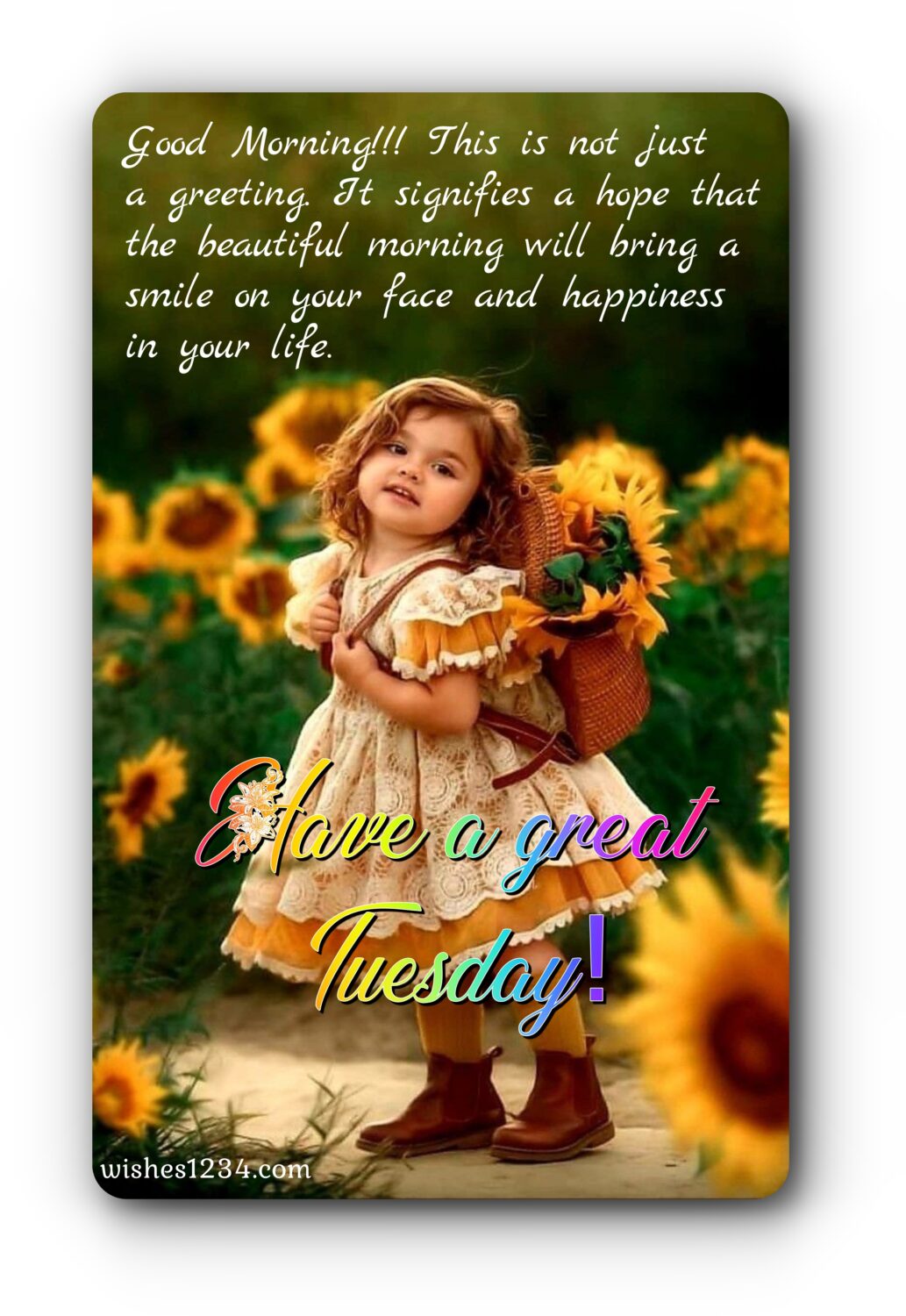 Girl carriying flower back pack, Happy Tuesday Quotes| Tuesday Quotes