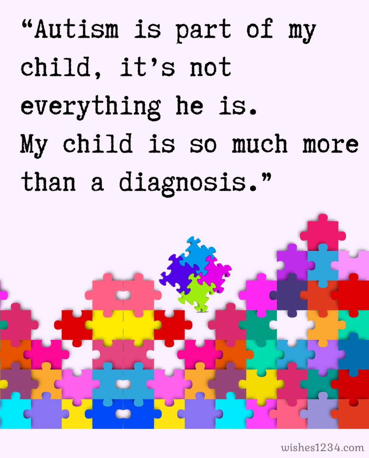 Jigsaw puzzle background with quote, Autism Awareness Day.