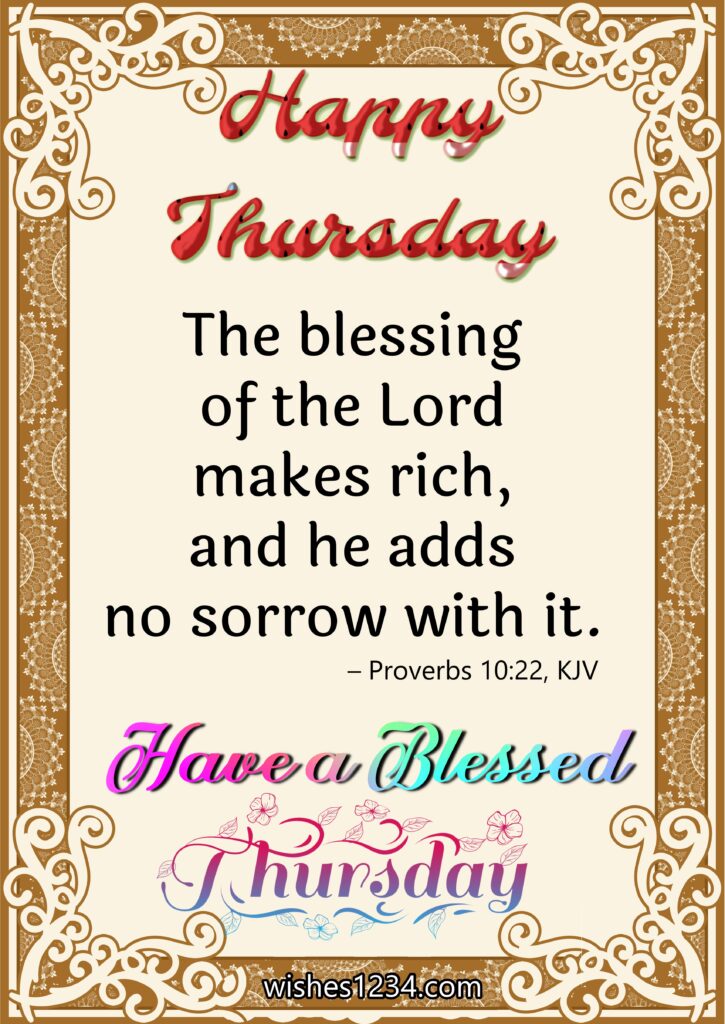 Thursday blessings with golden border, Happy Thursday Images.