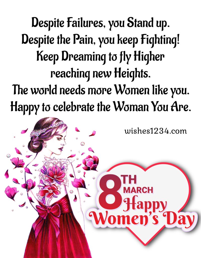 International women's day wishes, Woman in pink dress.