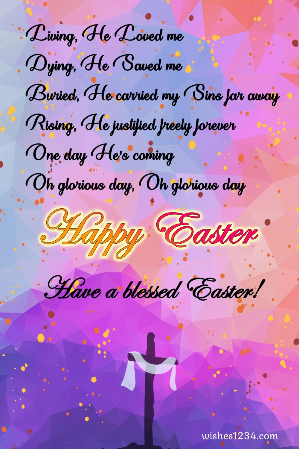 Cross with white clothe, Happy Easter Wishes, Quotes & Images.