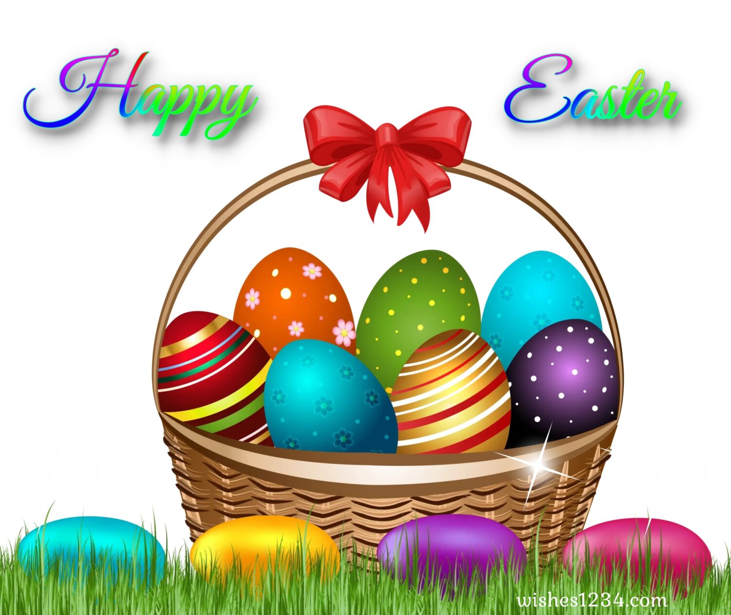 Easter basket with eggs, Happy Easter Wishes, Quotes & Images.