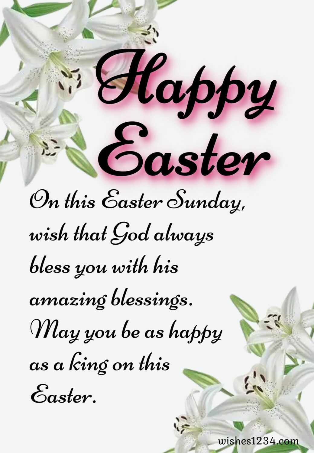 Easter grretings with white lily, Happy Easter Wishes, Quotes & Images.