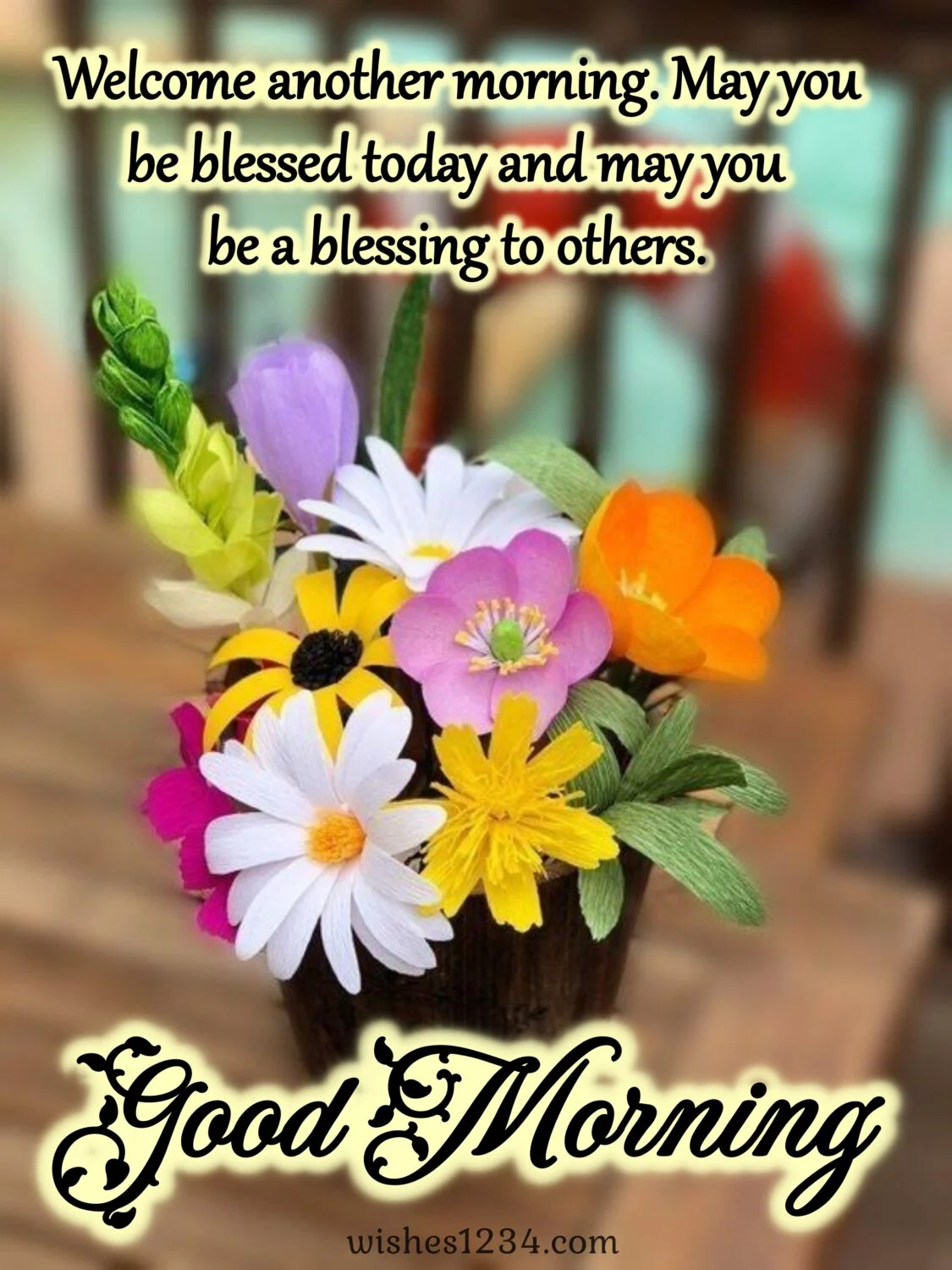 Flower vase with various colourful flowers, Good Morning Message | Good Morning Images.