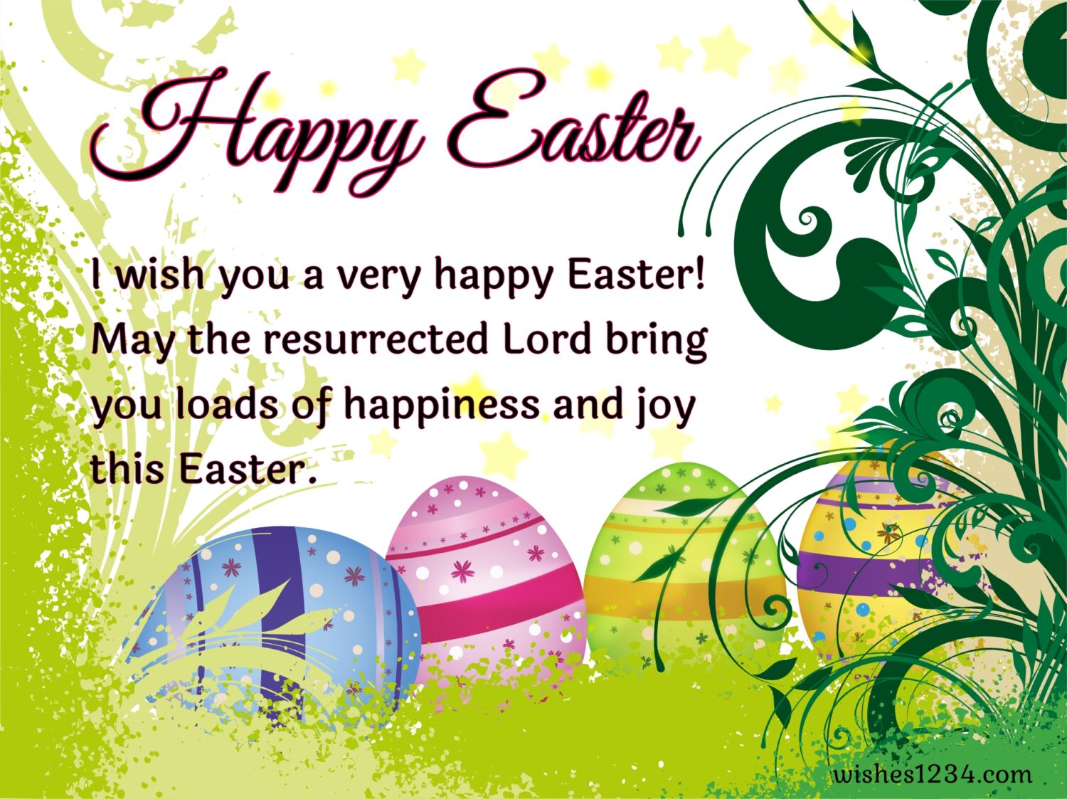 Four Easter eggs, Happy Easter Wishes, Quotes & Images.