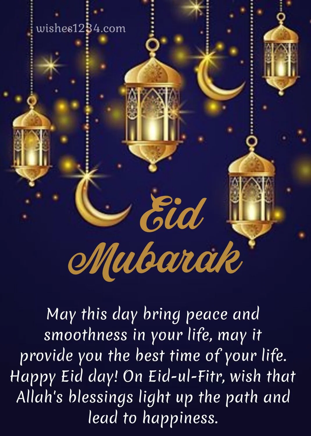 Four hannging lanterns, Eid ul Fitr | Ramadan Mubarak | Eid Mubarak wishes.