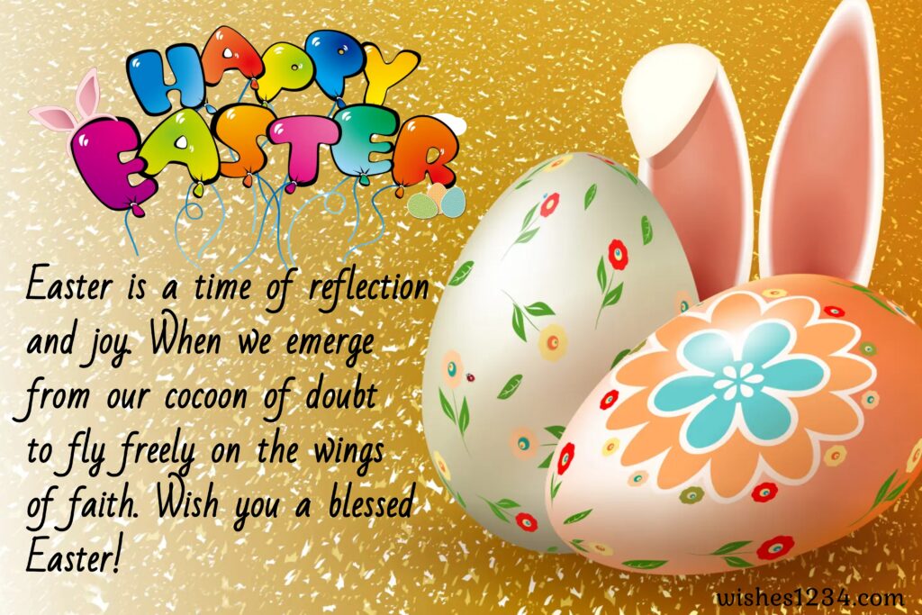 Golden Easter eggs, Happy Easter Wishes, Quotes & Images.