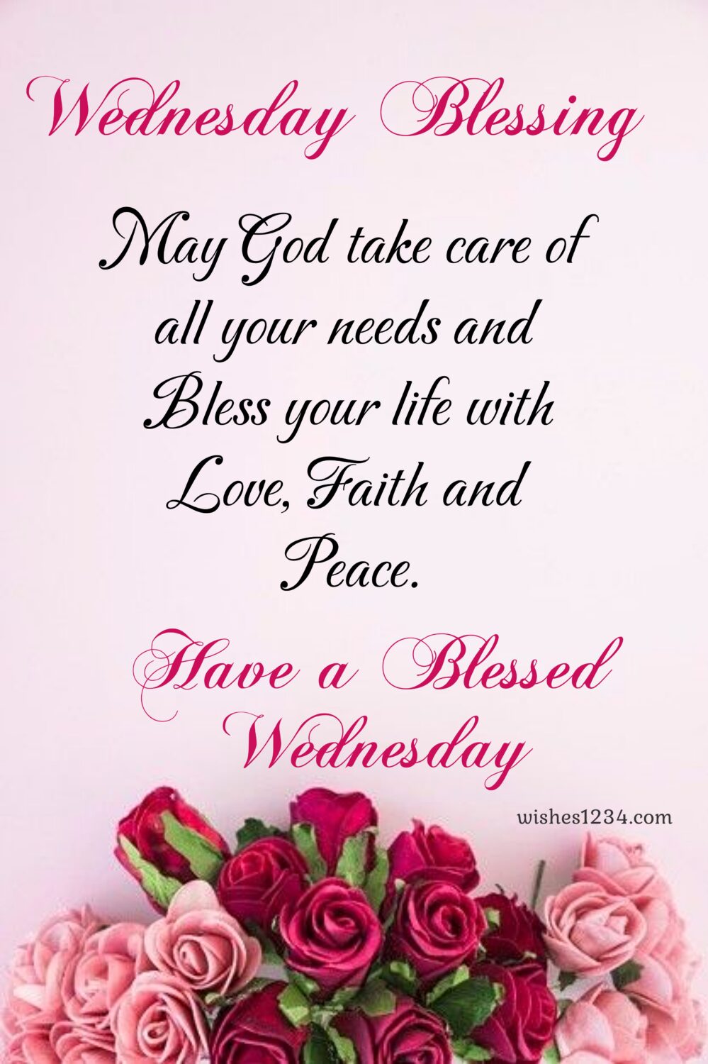 Red and ping rose bunch, Wednesday Quotes | Wednesday blessings.