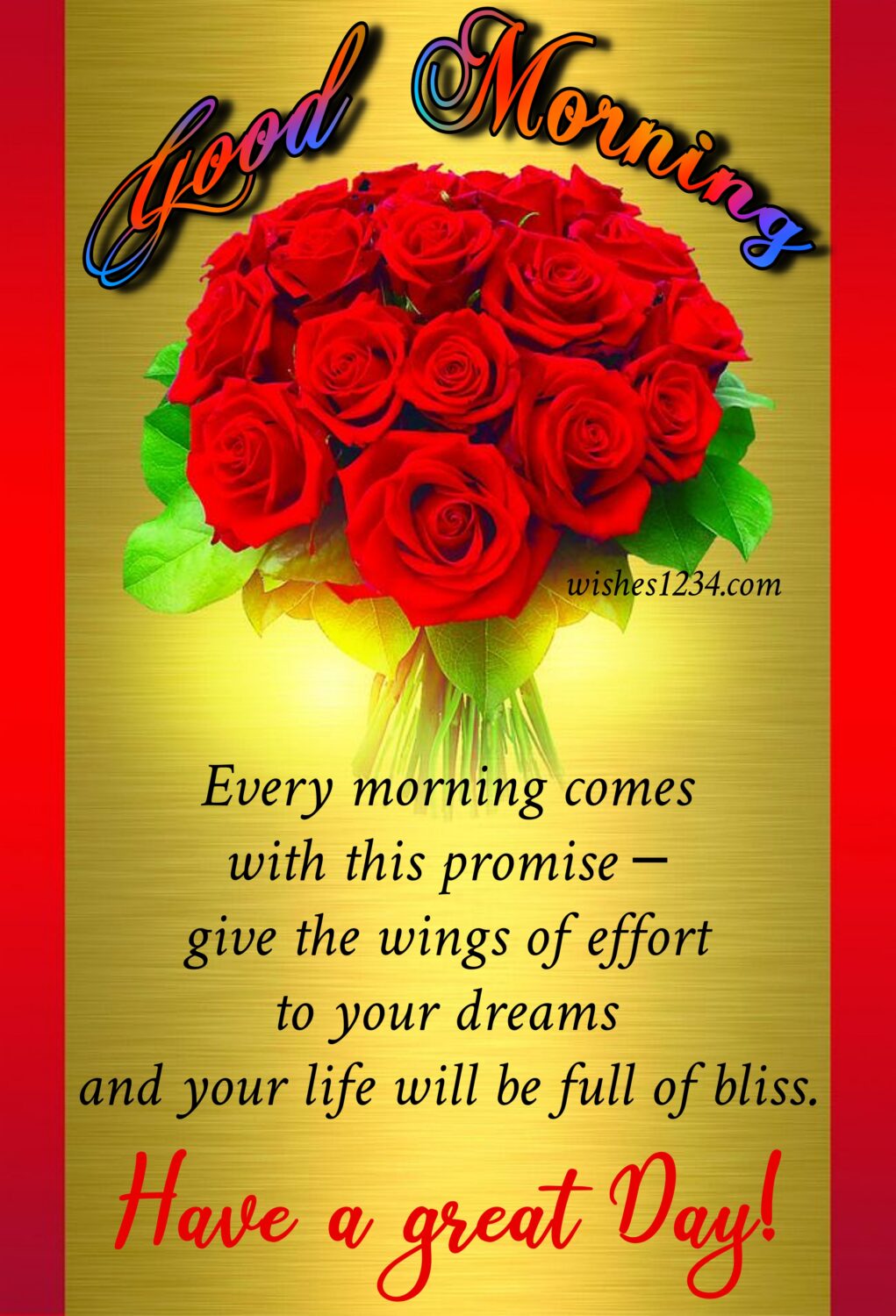 Red roses bouquet, Good Morning Short Messages.