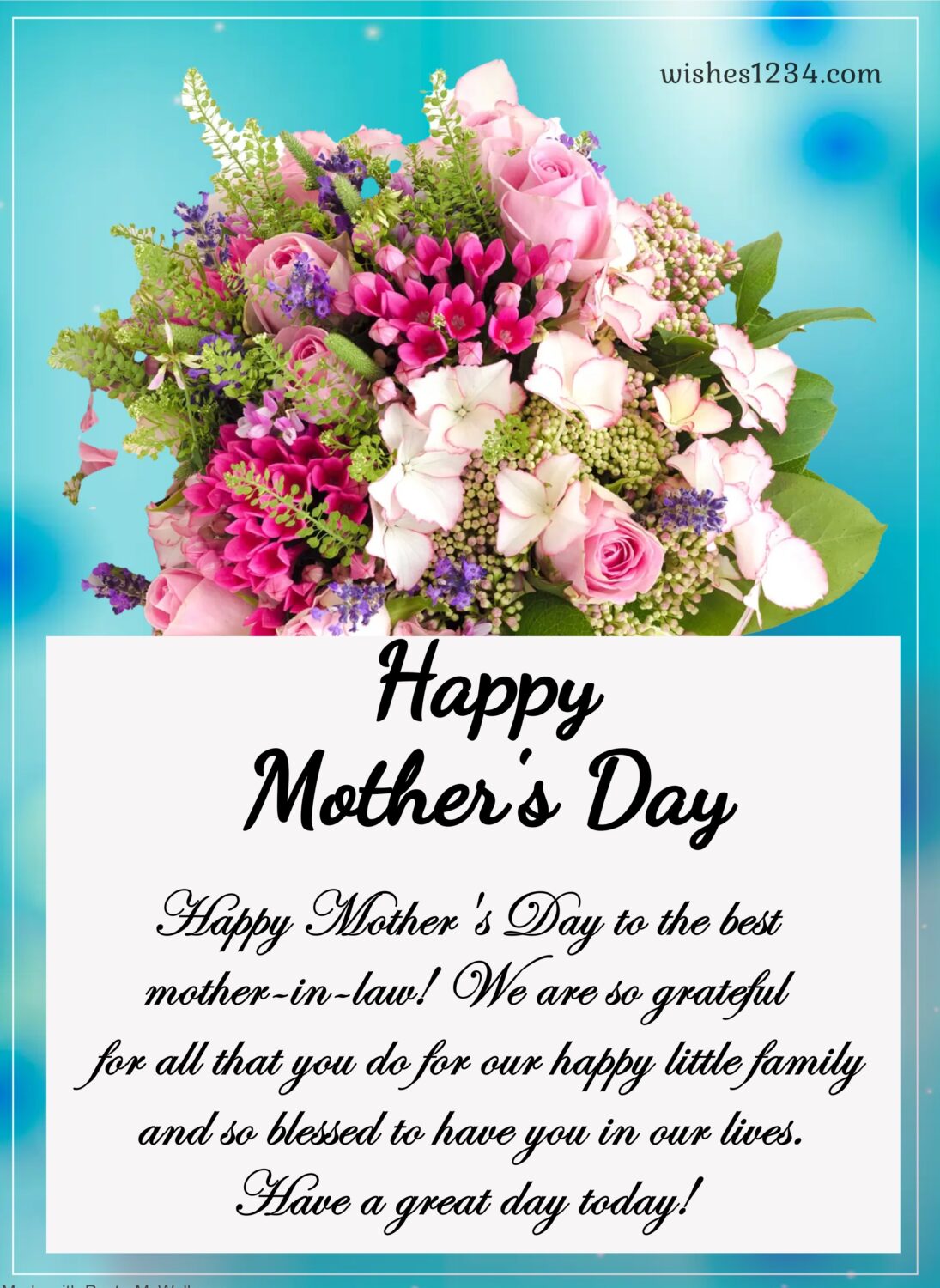 Flower bouquet with mothrs day message, Mothers day quotes.