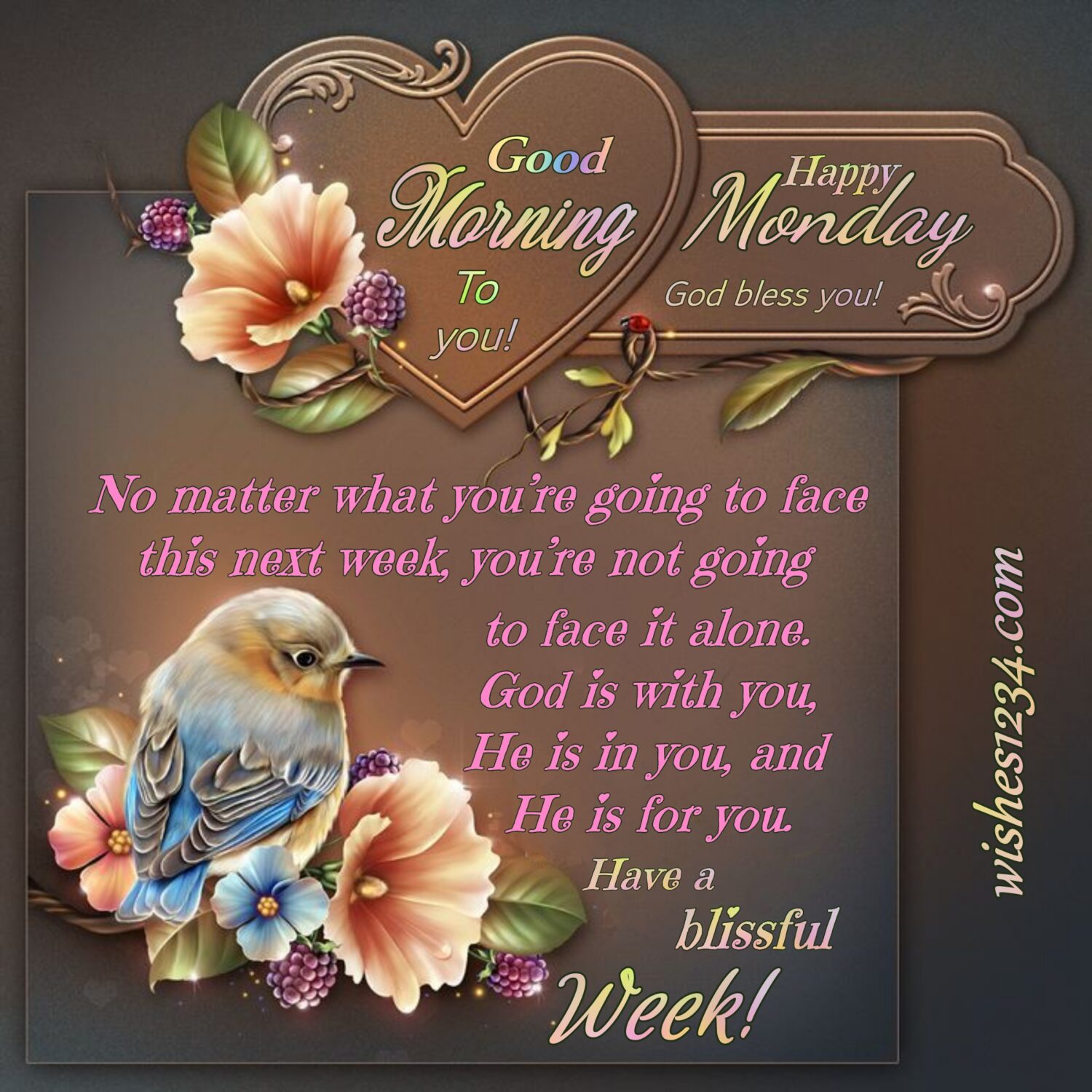 Bird with flowers ,Good Morning Monday| Monday Wishes |Monday quotes