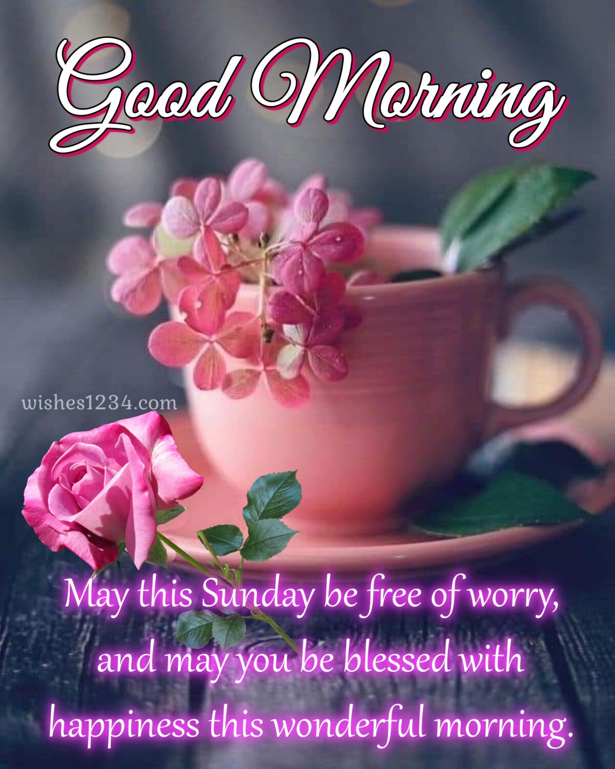 clay cup with flowers, Happy Sunday Blessings Quotes Images Pictures wishes.