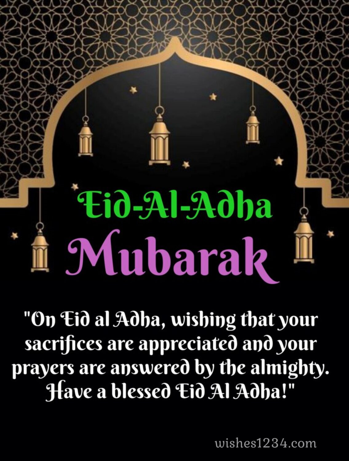 Eid mubarak with Golden arch, Eid al Adha | Bakrid wishes.