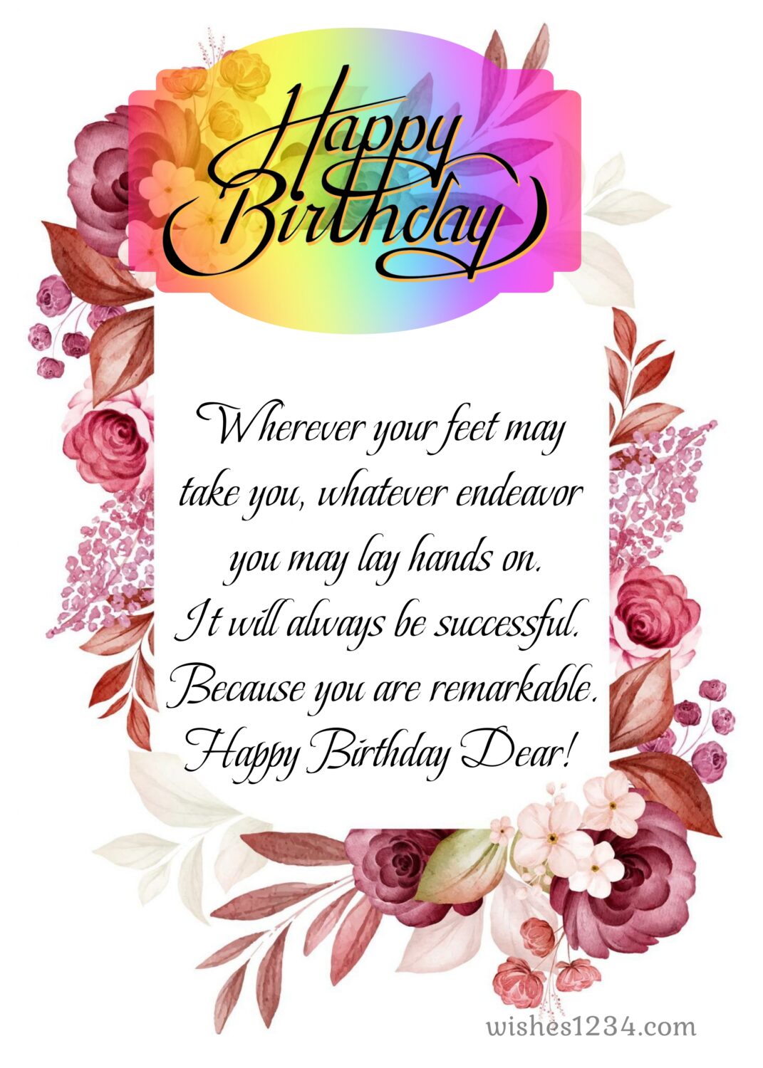 Pink roses background birthday greetings, Romantic Birthday Messages.