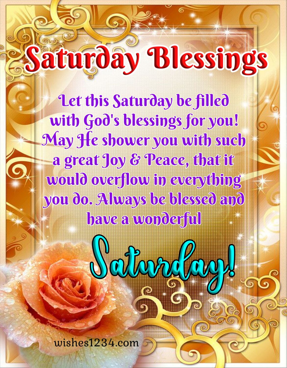 Saturday blessings with golden design background.
