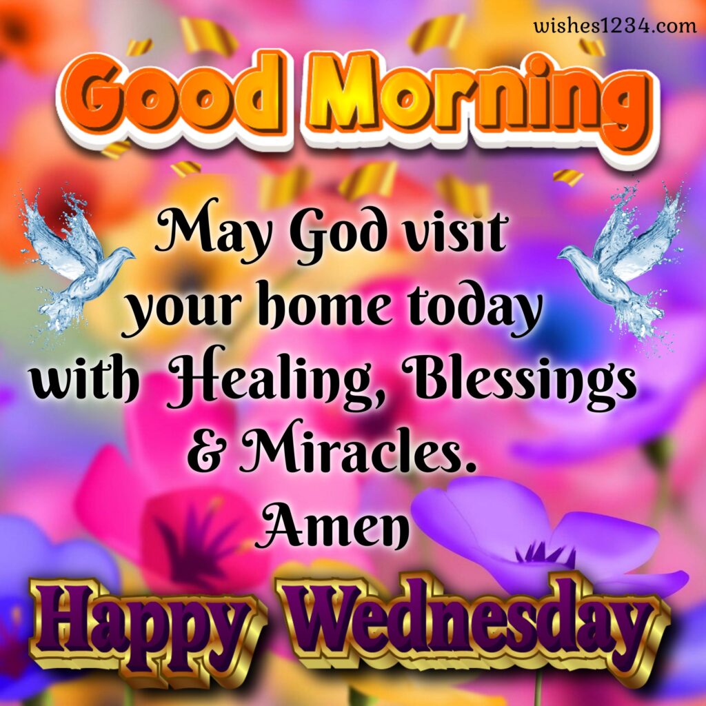 Wednesday blessings with fantasy flowers background.