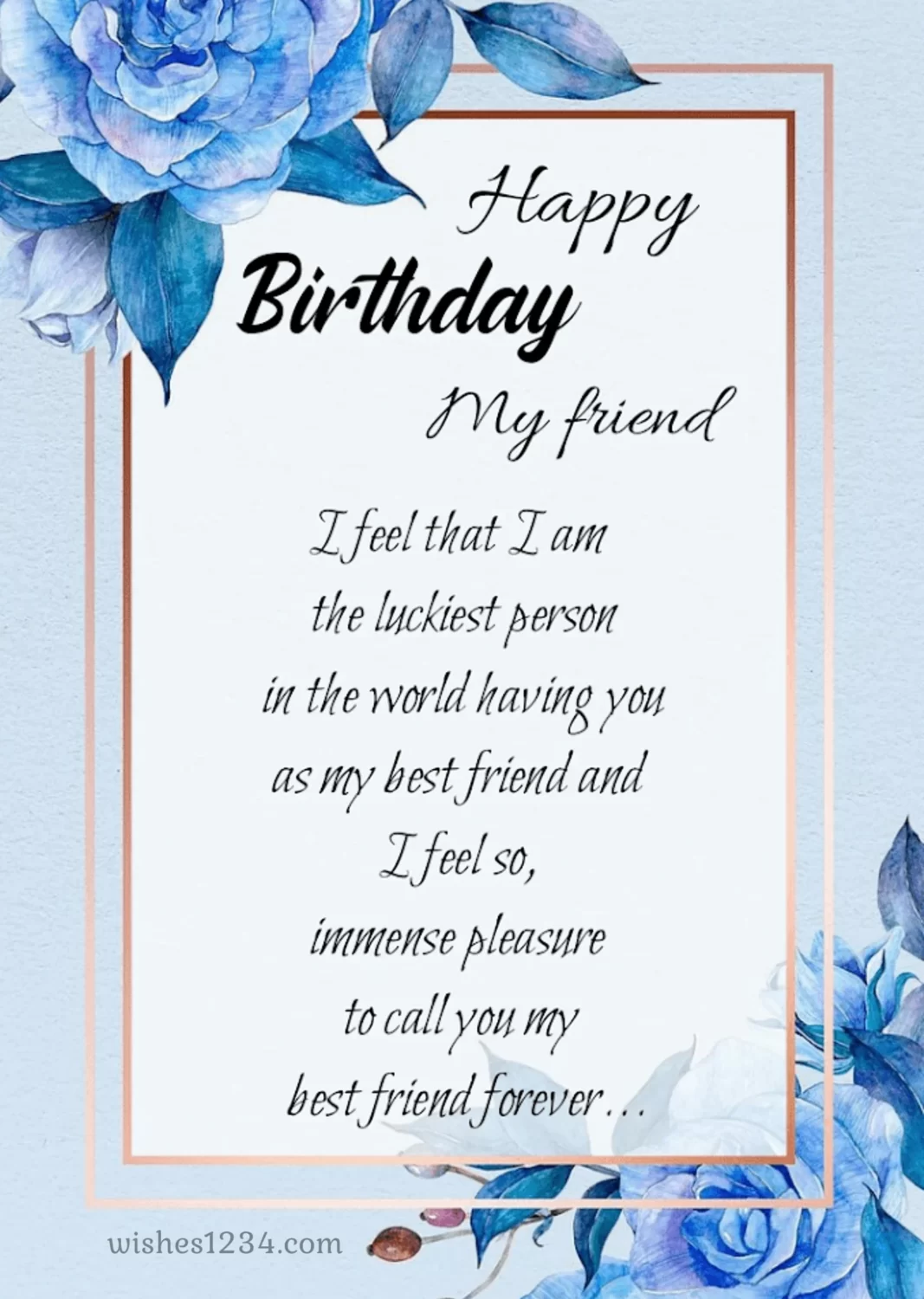Birthday message with flowers border background, Birthday quotes for a friend.