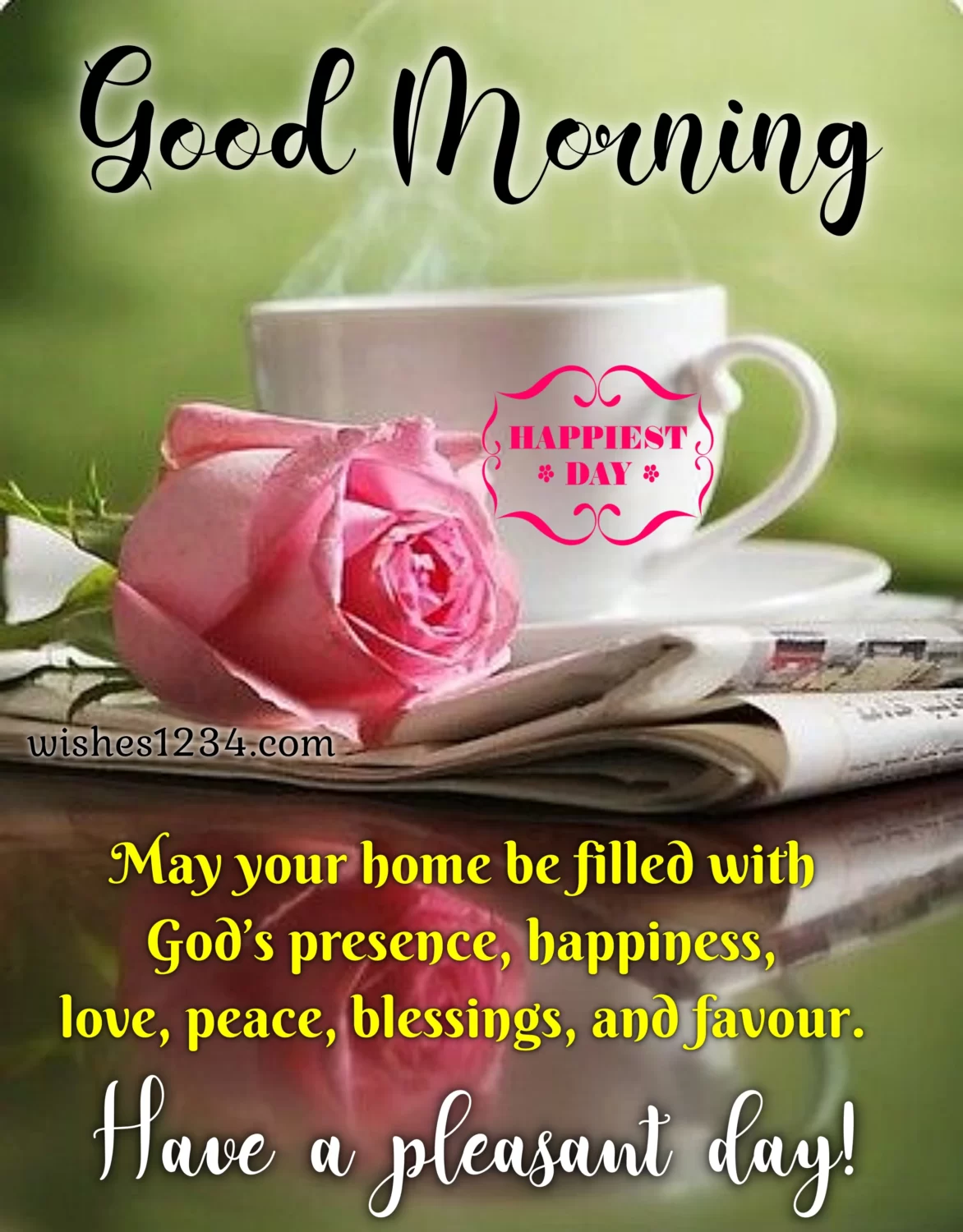 Coffe cup with good morning greetings, Good Morning Quotes.
