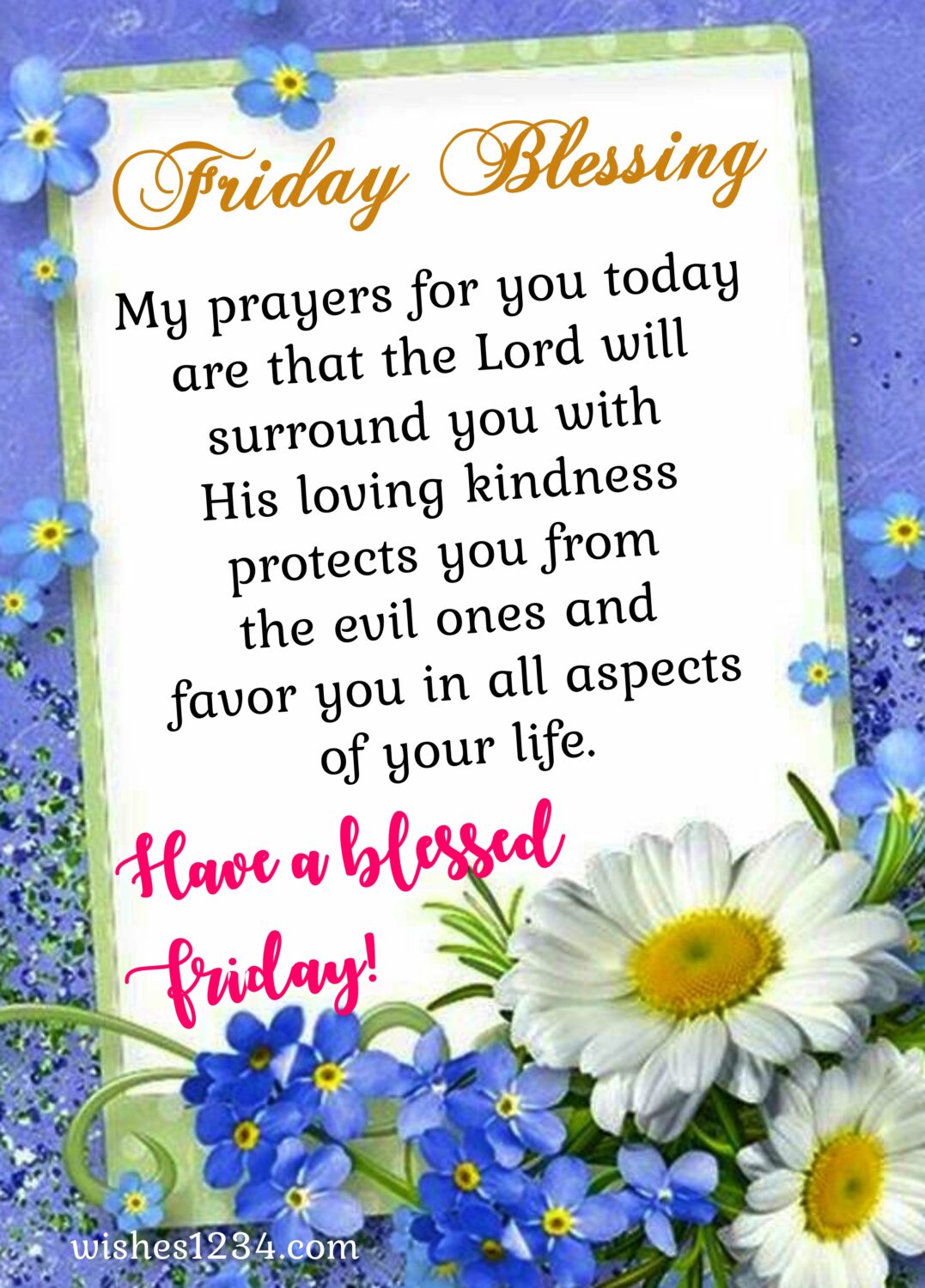 Friday blessing card with white daisy flower, Happy Friday images.