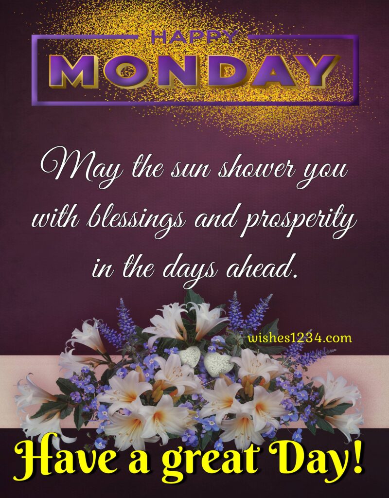 Monday quote with purple card background, Monday blessings quotes.
